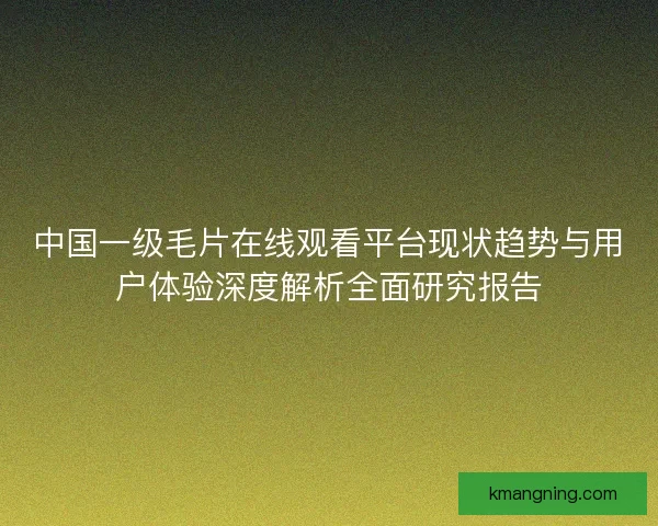 中国一级毛片在线观看平台现状趋势与用户体验深度解析全面研究报告