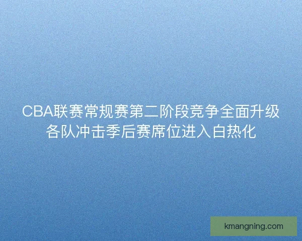 CBA联赛常规赛第二阶段竞争全面升级各队冲击季后赛席位进入白热化