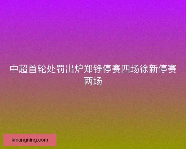 中超首轮处罚出炉郑铮停赛四场徐新停赛两场